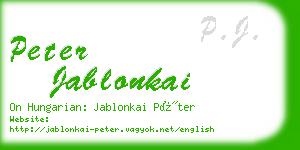 peter jablonkai business card